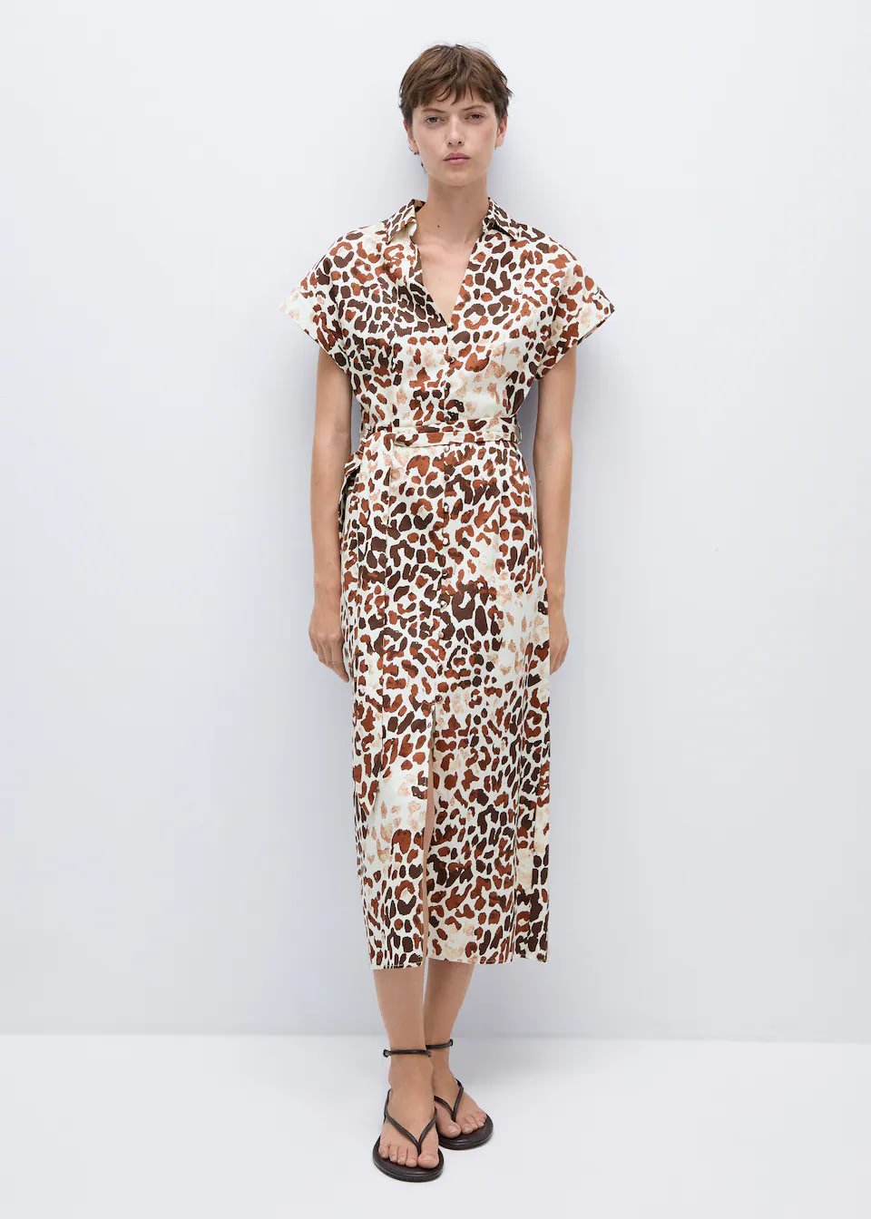 Animal-print dress with bow