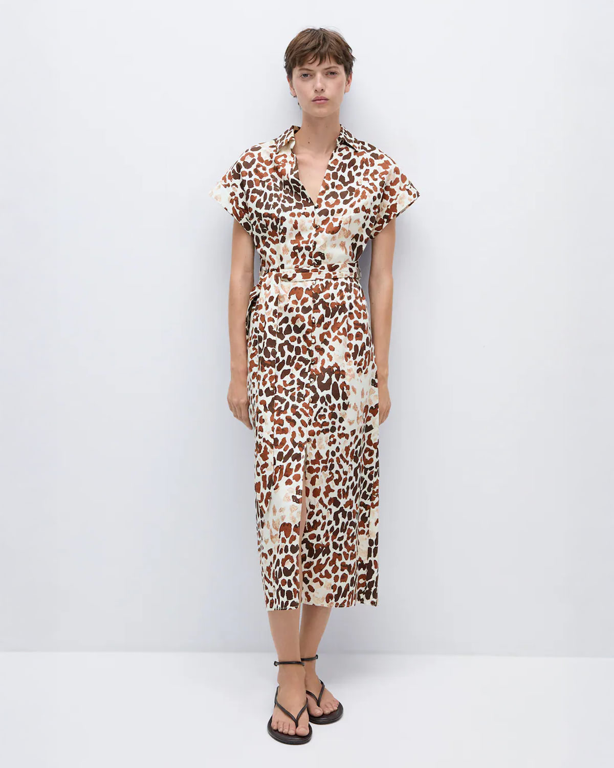 Animal-print dress with bow